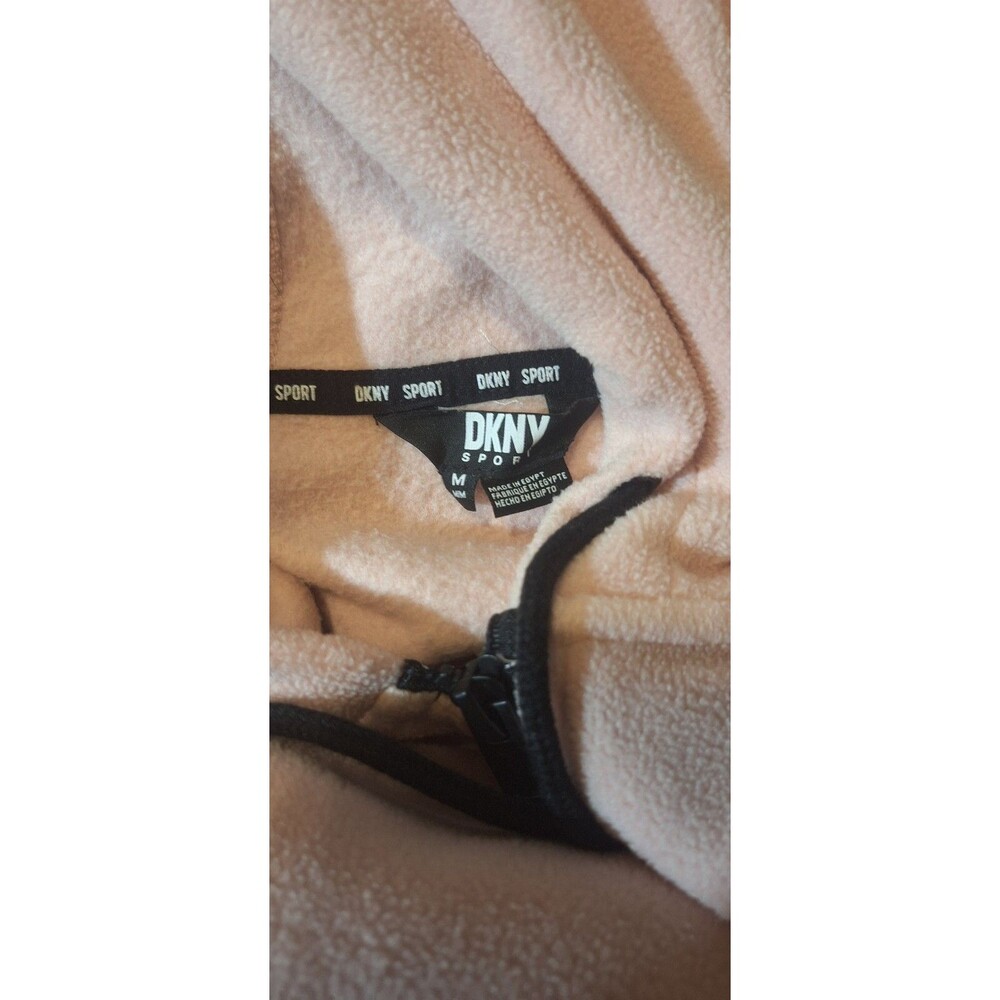 DKNY Sport Womens Pink Full Zip Fleece Hoodie Stripe Logo Sweatshirt Medium NWT - Picture 7 of 8